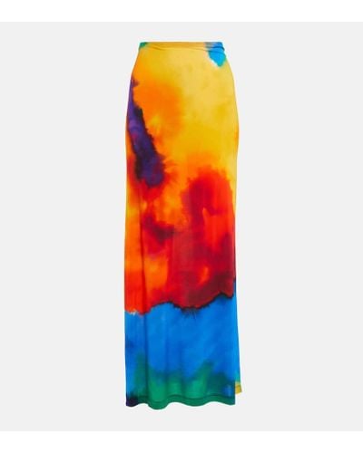 Rabanne Printed High-rise Maxi Skirt - Orange