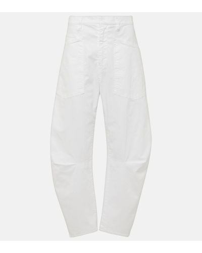 Nili Lotan Shon Cotton Twill Barrel-leg Trousers - White