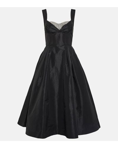 Rebecca Vallance Homecoming Crystal-embellished Pleated Taffeta Midi Dress - Black
