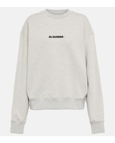 Jil Sander Sudadera de algodon con logo - Blanco