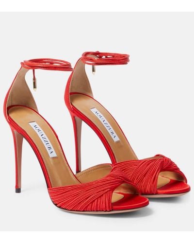 Aquazzura Bellini Beauty 105 Satin Sandals - Red
