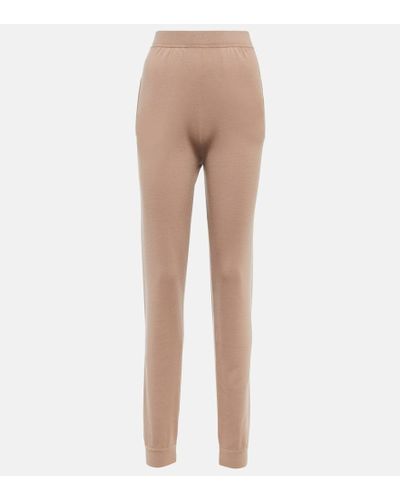 Saint Laurent High-Rise-Hose aus Wolle - Natur