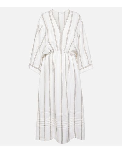 Loro Piana Henrietta Striped Linen Maxi Dress - White