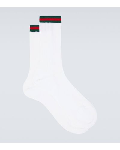 Gucci Web Stripe Cotton-blend Socks - White