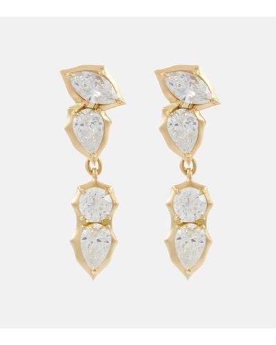 Jade Trau Poppy Single Drops 18kt Gold Earrings With Diamonds - Metallic