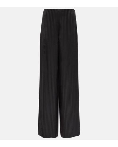 Loro Piana Striped Silk Wide-leg Trousers - Black