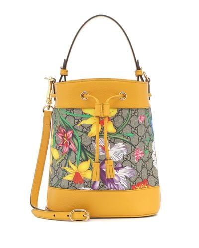 Gucci Ophidia Supreme GG Flora Shoulder Bag - Gelb