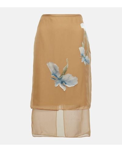 Givenchy Falda midi de saten devore floral - Neutro