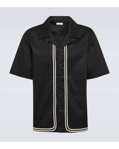 Commas Camisa de algodon con ribete trenzado - Negro