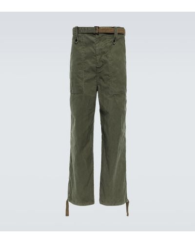 Sacai Belted Cotton Pants - Green