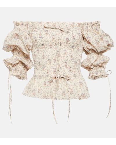Polo Ralph Lauren Bedrucktes Top aus Baumwolle - Natur