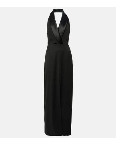 Black Wool-grain de poudre tuxedo dress | Saint Laurent | MATCHES UK