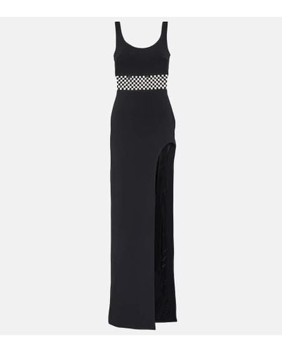 David Koma Crystal-embellished Crepe Gown - Black