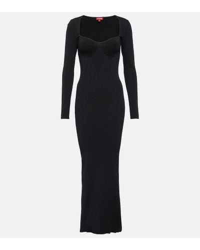 STAUD Maxikleid Silhouette aus Rippstrick - Schwarz