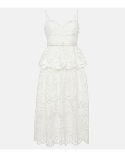 Self-Portrait Cotton Lace Midi Dress - White