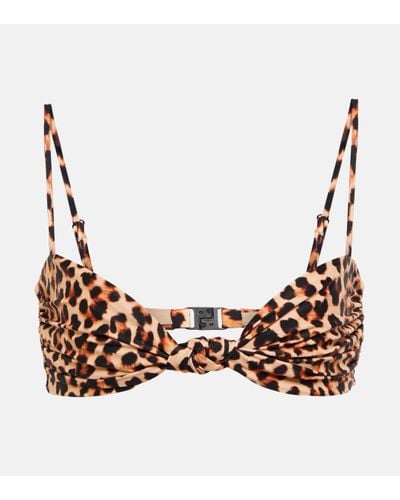 Johanna Ortiz Haut de bikini a motif leopard - Marron