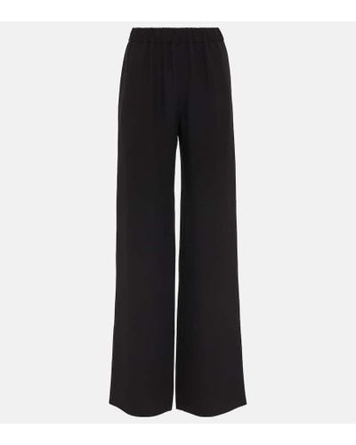 Valentino Pantalones anchos de seda de tiro medio - Negro