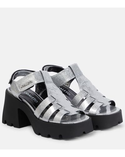 NODALETO Bulla Emma Glitter Platform Sandals - Black