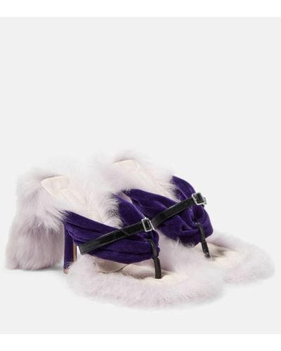 Burberry Shearling Step Post Sandals - Purple