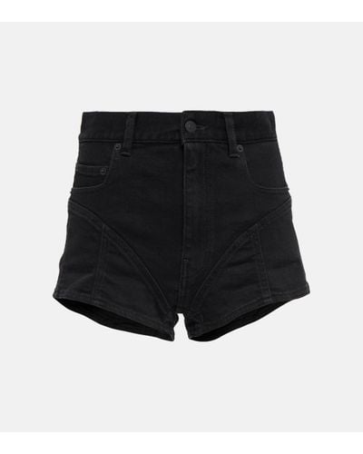 Mugler Lace-trimmed High-rise Denim Shorts - Black