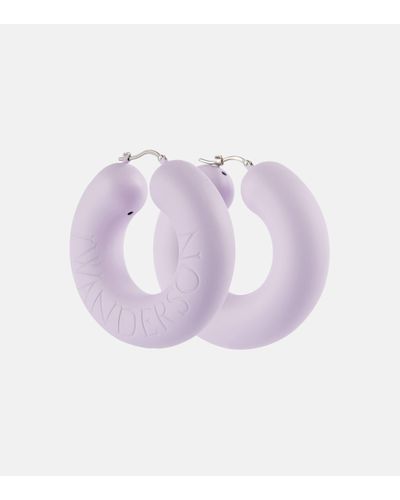 JW Anderson Logo Hoop Earrings - Purple