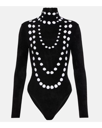 Alaïa Jacquard Velvet Chenille Bodysuit - Black