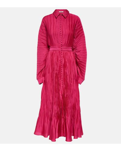 SIMKHAI Indiana Plisse Midi Dress - Red