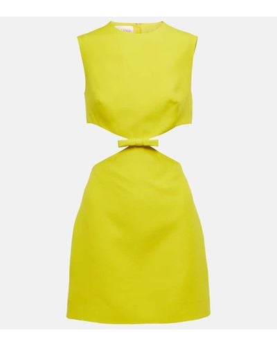 Valentino Cutout Wool And Silk Crepe Minidress - Yellow