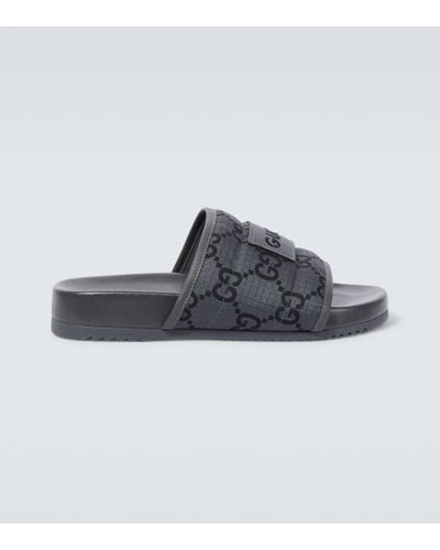 Gucci GG Damier Padded Slides - Gray