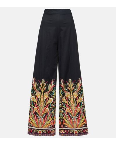 Etro Printed Cotton-blend Flared Trousers - Blue
