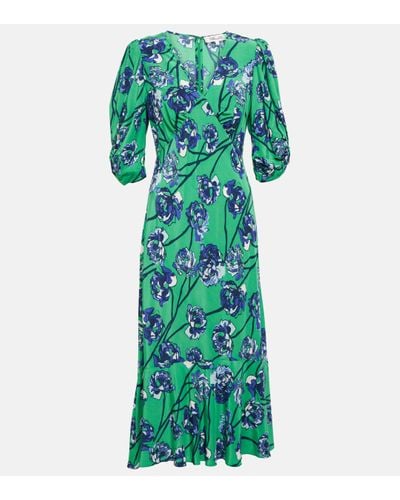 Diane von Furstenberg Robe midi Tati a fleurs - Vert