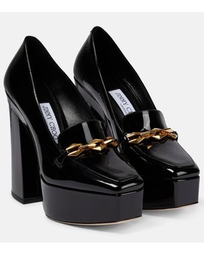 Jimmy Choo Diamond Tilda Embellished Patent Leather Court Shoes - Black