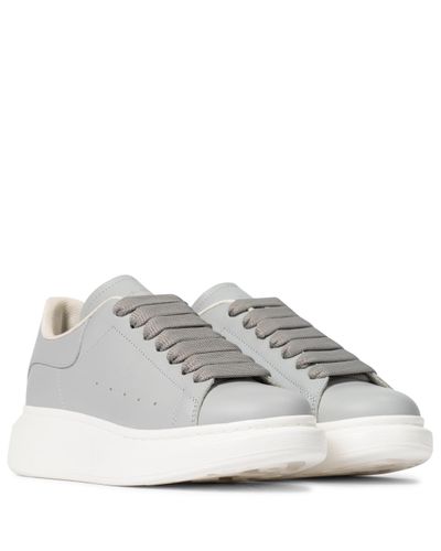 Alexander McQueen Leather Sneakers - Gray