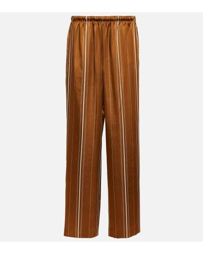 Vince High-rise Striped Trousers - Brown