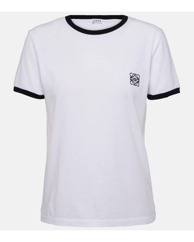 Loewe T-shirt En Jersey De Coton À Broderies Anagram - Blanc