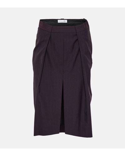 Victoria Beckham Jupe midi rayee en laine melangee - Violet