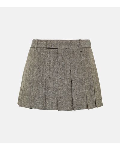 Bottega Veneta Pleated Silk-blend Miniskirt - Grey