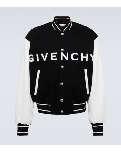Givenchy Wool & Leather Big Varsity Jacket - Black