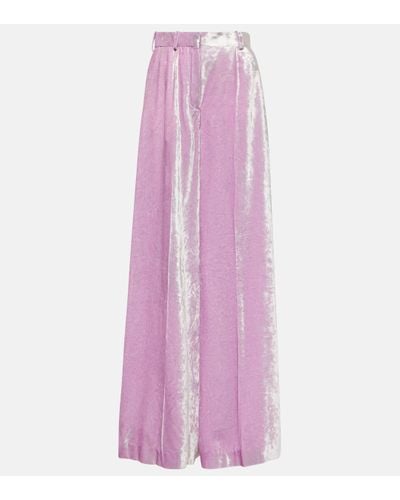 Nina Ricci High-rise Velvet Palazzo Trousers - Pink