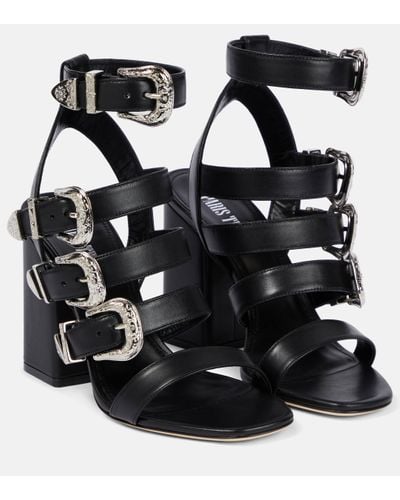 Paris Texas Tessa Buckle Leather Sandals - Black