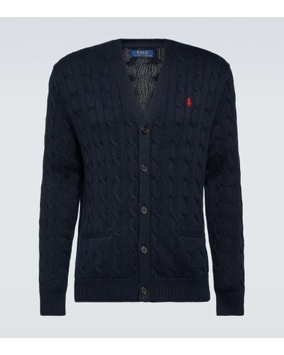 Polo Ralph Lauren Cardigan in maglia a coste di cotone - Blu