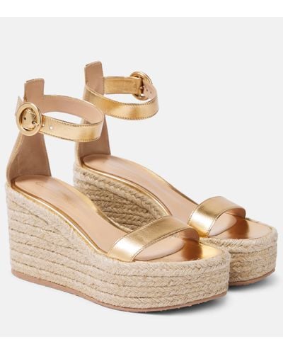 Gianvito Rossi Platform Wedge Sandals 90 - Metallic