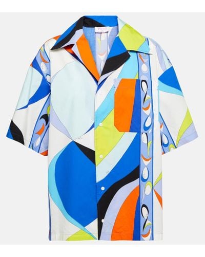 Emilio Pucci Camicia in cotone con stampa - Blu