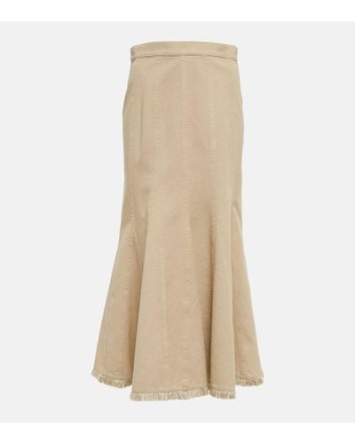 Max Mara Pleated High-rise Cotton Midi Skirt - Natural
