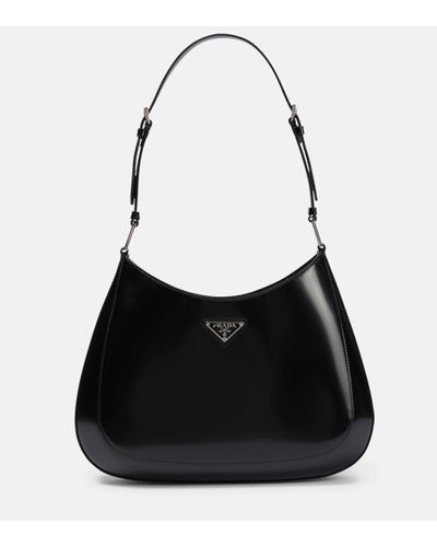 Prada Cleo Leather Shoulder Bag - Black