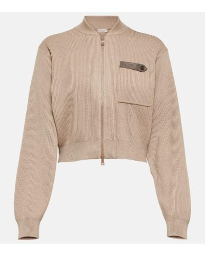 Brunello Cucinelli Cotton Zip-up Sweater - Natural