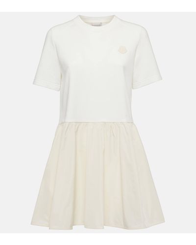 Moncler Cotton-blend Gathered Minidress - White