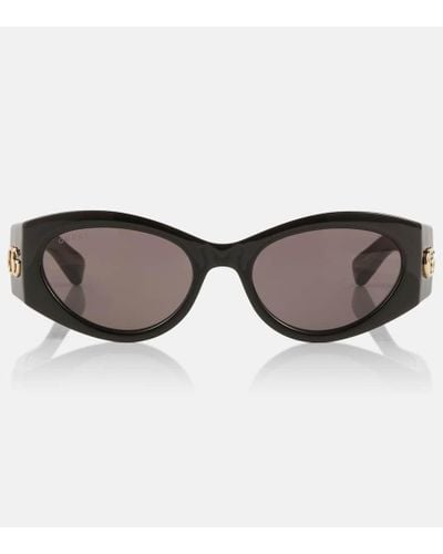 Gucci Ovale Sonnenbrille GG - Braun