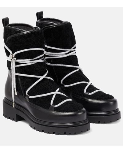 Rene Caovilla Embellished Leather Ankle Boots - Black