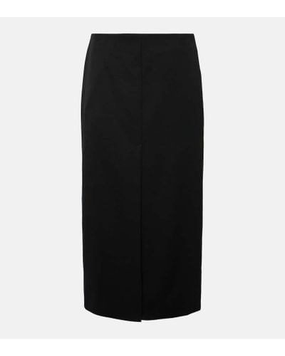 Nili Lotan Mariha Virgin Wool Midi Skirt - Black